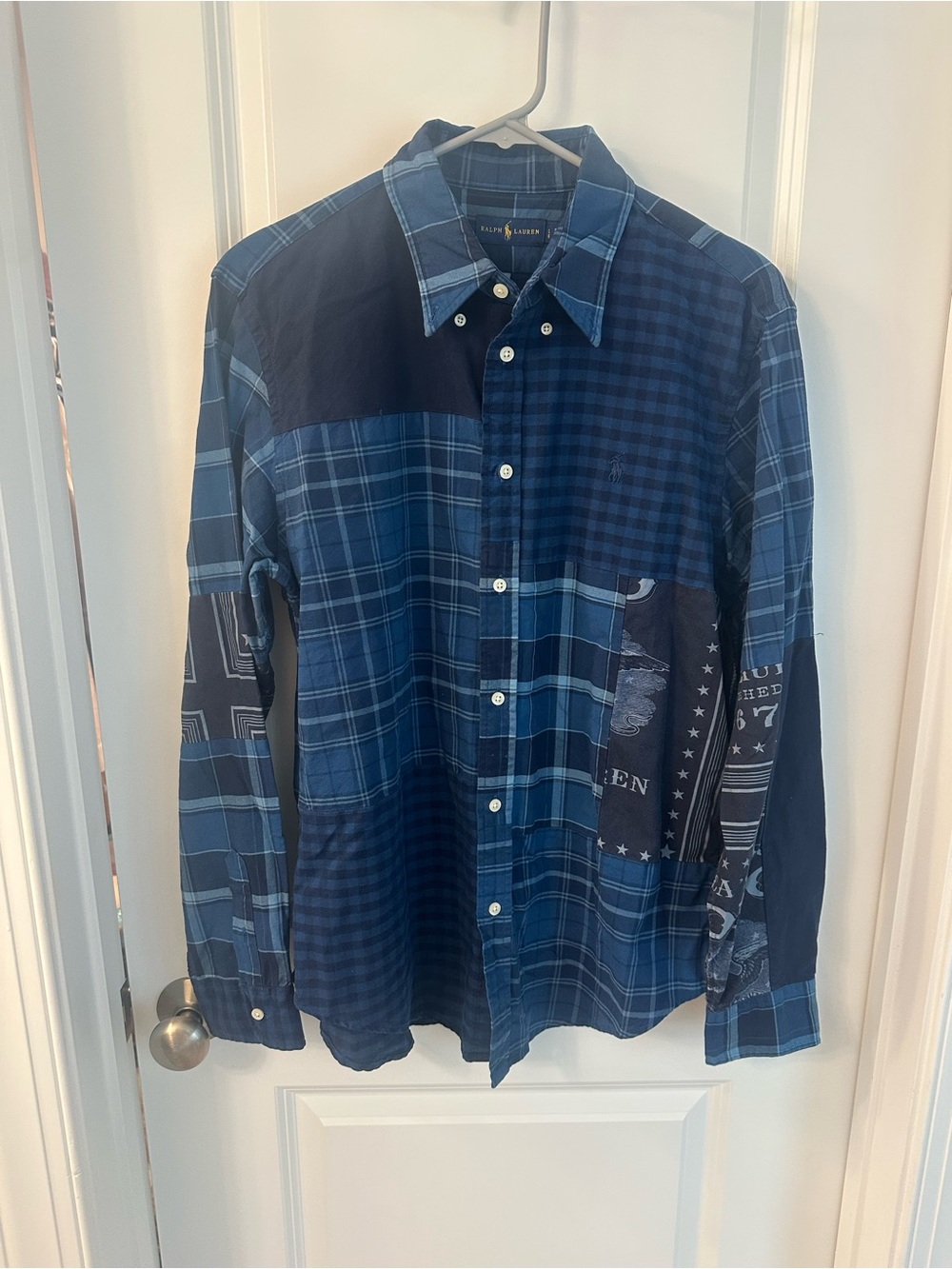 Ralph Lauren Mixed Blue Patchwork Plaid Button-Down Shirt